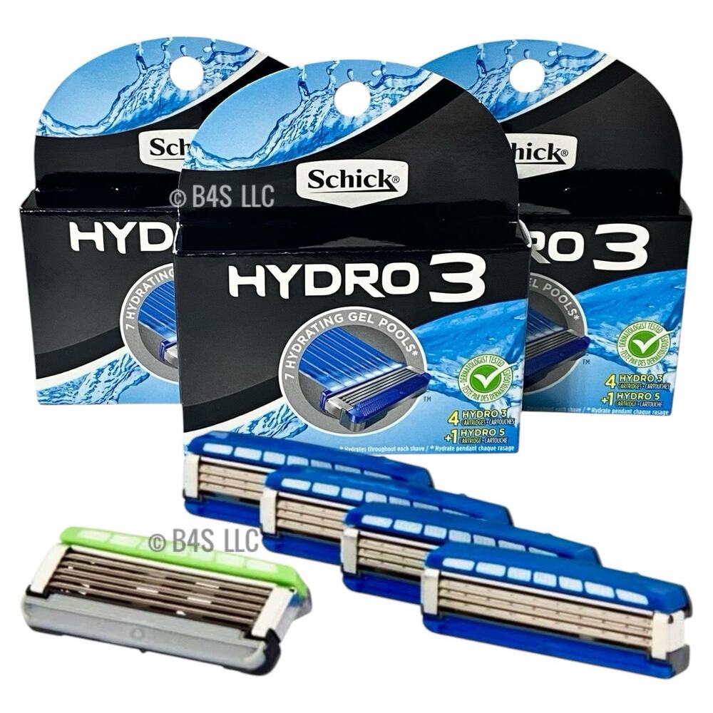 Schick Hydro 3 Refill Cartridges 5Ct (4+1 Hydro5) Pack of 3